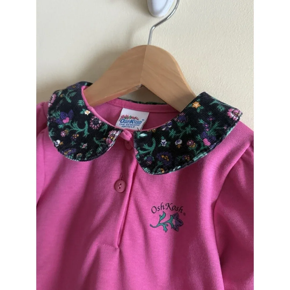 Vintage Oshkosh B'gosh The Genuine Article 4t Floral Corduroy Collar Girls Shirt